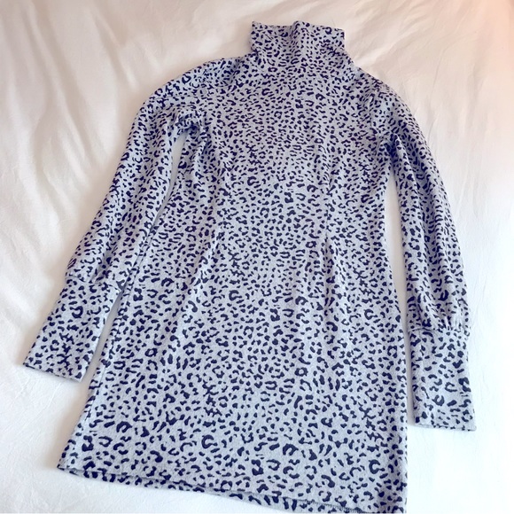 Leopard Print Mini Dress in Light Grey - Picture 2 of 8